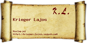 Krieger Lajos névjegykártya